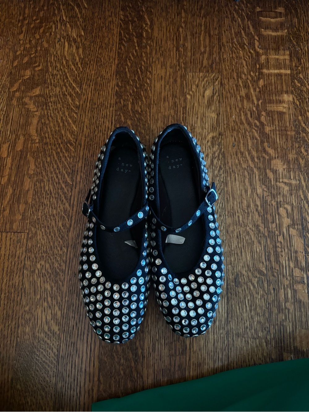 a new day Black Studded Mary Jane Flats